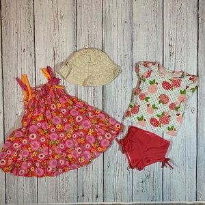 Girls swimsuit, Hat  and Sundress